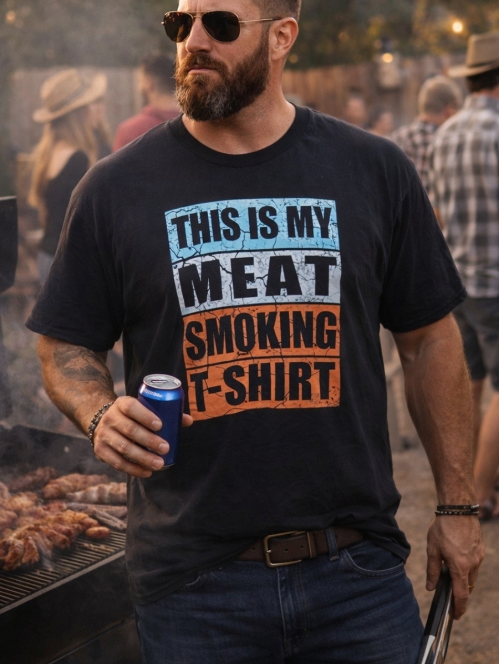Men’s 3XL BBQ Meat Smoking Shirt Black Graphic Tee Funny Grill Pitmaster NWOT